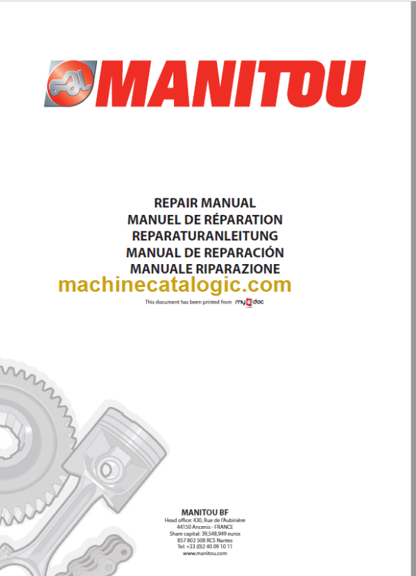 Manitou MT 732 Turbo Série 1 Repair Manual