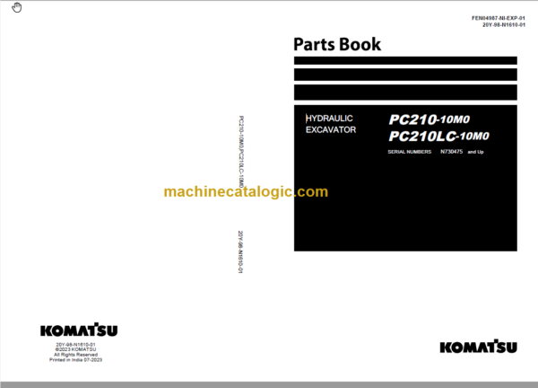 Komatsu PC210-10M0 PC201LC-10M0 Hydraulic Excavator Parts Book