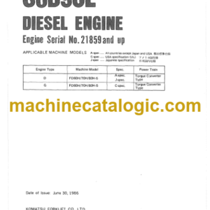 Komatsu S6D95L Parts Book 21859 and up