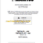 Manitou TMT 55 FL XT 4W S1-E2 PARTS MANUAL