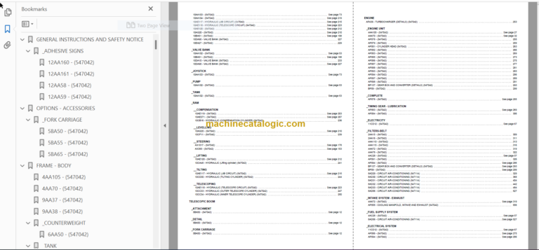 Manitou MT 1240 L TURBO MONO ULTRA Parts Catalogue