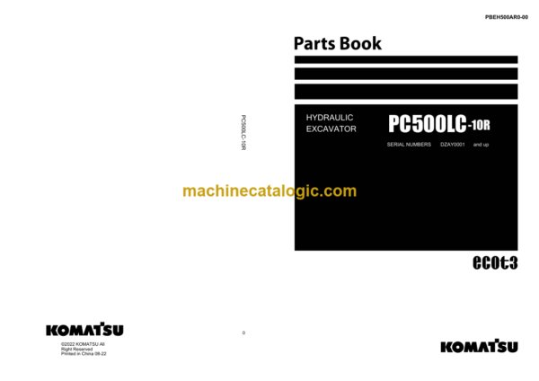 Komatsu PC500LC-10R Hydraulic Excavator Parts Book