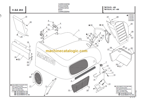 Manitou TMT 55 FL XT 4W S1-E2 PARTS MANUAL