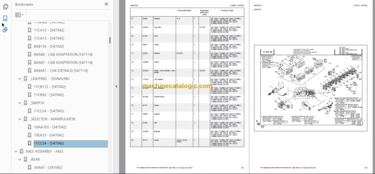 Manitou MT 1240 L TURBO MONO ULTRA Parts Catalogue