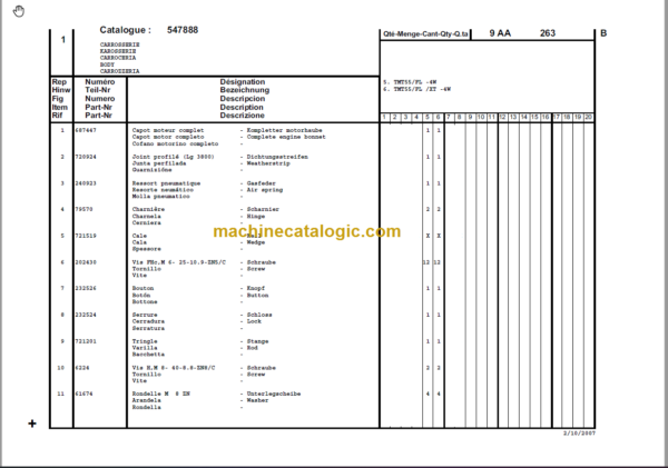 Manitou TMT 55 FL XT 4W S1-E2 PARTS MANUAL