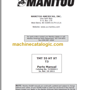 Manitou TMT 55 HT XT T3 Parts Manual