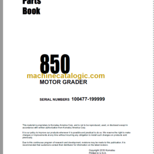 Komatsu 850 Motor Grader Parts Book