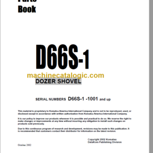 Komatsu D66S-1 Dozer Shovel Parts Book