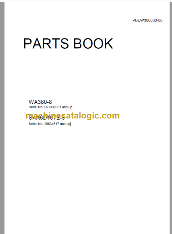 Komatsu WA380-3 SAA6D107E-3 Parts Book