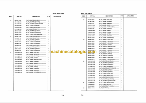 Komatsu FD35Z FD40Z-8 FD35 40 45 50A-8 Parts Book