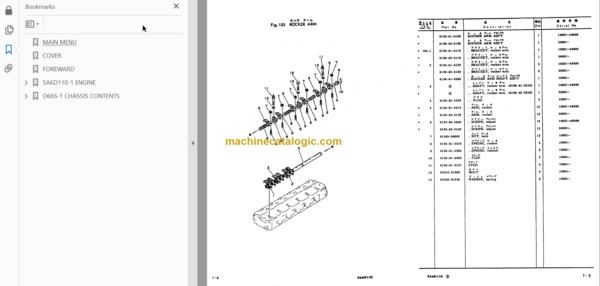 Komatsu D66S-1 Dozer Shovel Parts Book