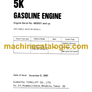 Komatsu 5K Gasoline Engine Parts Book