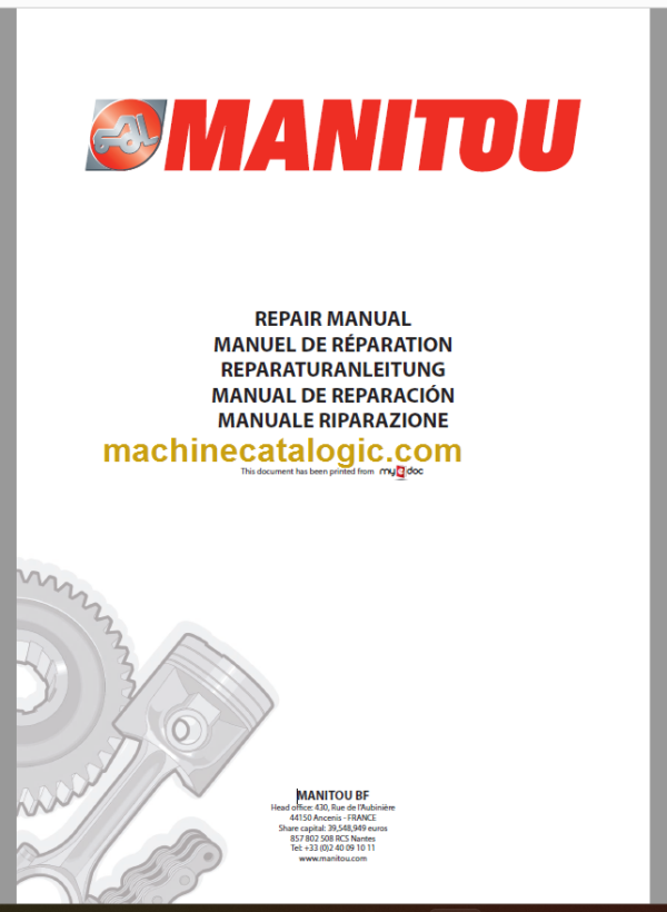 Manitou MT 1435 HSL Turbo Série 2-E2 Repair Manual