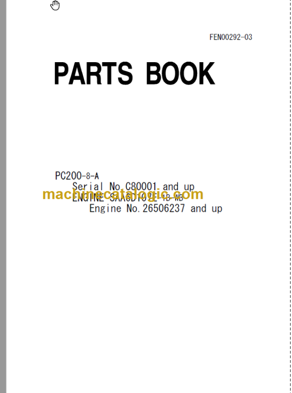 Komatsu PC200-8A Engine Parts Book