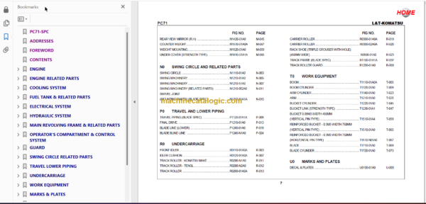 Komatsu PC71 Spare Parts Catalogue