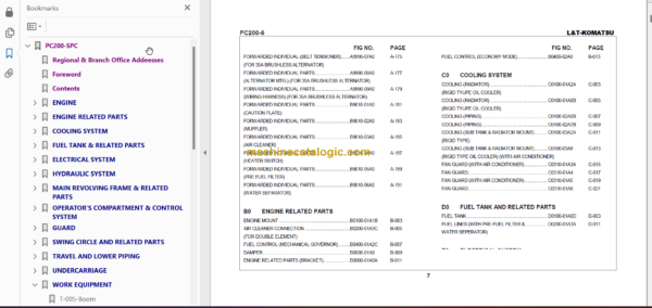 Komatsu PC200-6 Spare Parts Catalogue NL 10001 And Up