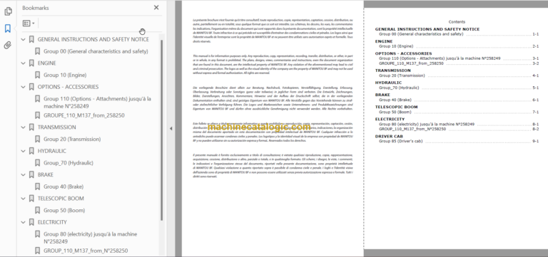 Manitou MT 1840 AEP+AHA Repair Manual