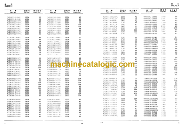 Komatsu 5K Gasoline Engine Parts Book