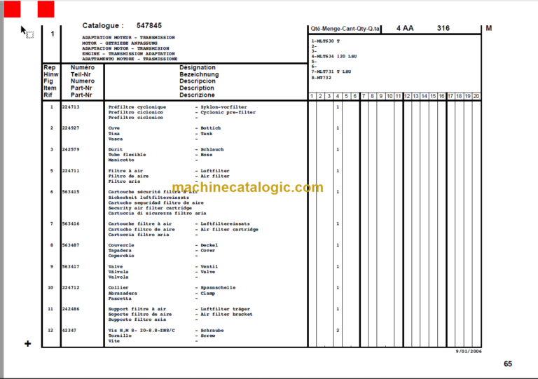 Manitou MT 732 SERIES B-E2 Parts Manual