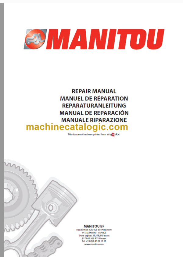 Manitou 160 ATJ FC 180 ATJ EURO 3 Repair Manual