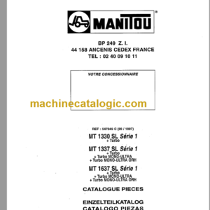 Manitou MT 1330 Parts Catalogue