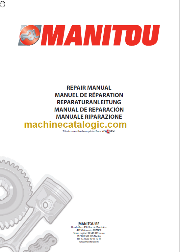 Manitou MT 1745 HSL Turbo ULTRA Série 2-E2 Repair Manual