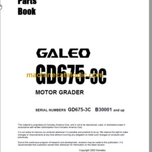 Komatsu Galeo GD675-3C Motor Grader Parts Book