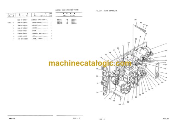 Komatsu FB20 FB25-3 FB20G FB25G-3 FB20GH FB25GH-3 FB20L FB25L-3 Forklift Truck Parts Book