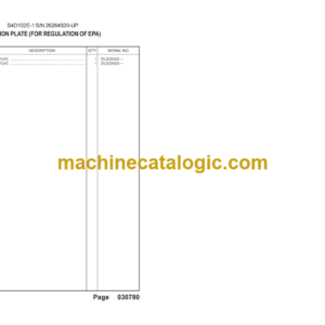 Komatsu PC100F-6Z Hydraulic Excavator Parts Book