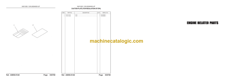 Komatsu PC100F-6Z Hydraulic Excavator Parts Book