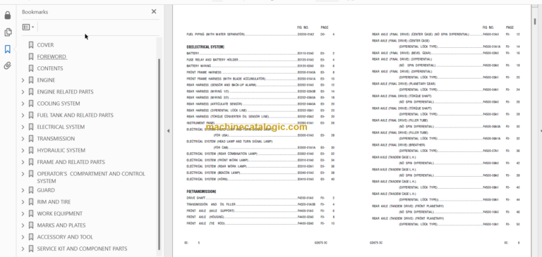 Komatsu Galeo GD675-3C Motor Grader Parts Book