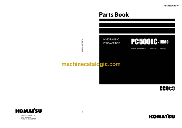 Komatsu PC500LC-10M0 Hydraulic Excavator Parts Book