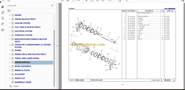 Komatsu PC200-6 Spare Parts Catalogue