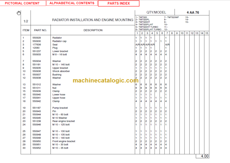 Manitou TMT 320 Parts Manual