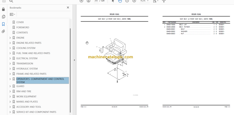 Komatsu Galeo GD675-3C Motor Grader Parts Book