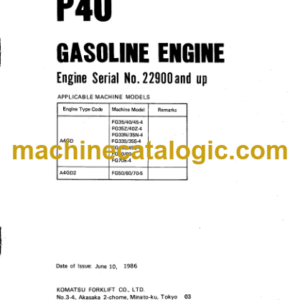 Komatsu P40 Gasoline Engine Parts Book 22900 AND UP