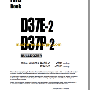 Komatsu D37E-2 D37P-2 Bulldozer Parts Book