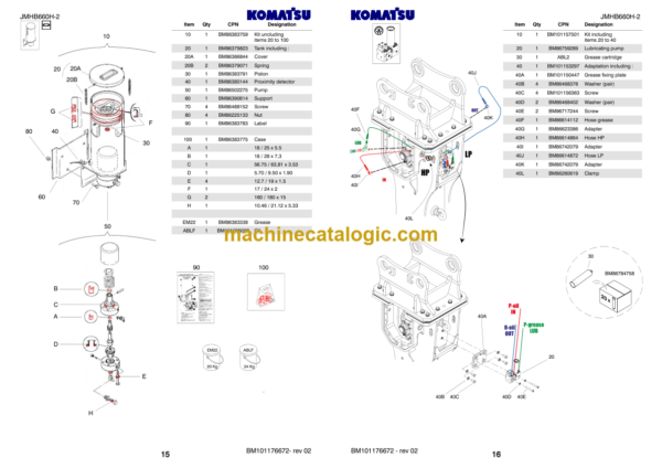 Komatsu JMHB660H-2 Hydraulic Breaker Parts Book