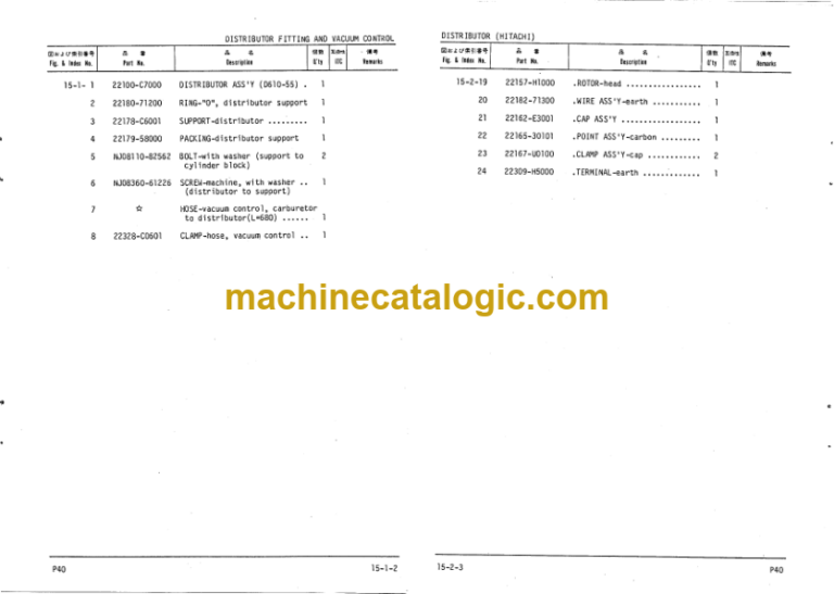 Komatsu P40 Gasoline Engine Parts Book 22900 AND UP