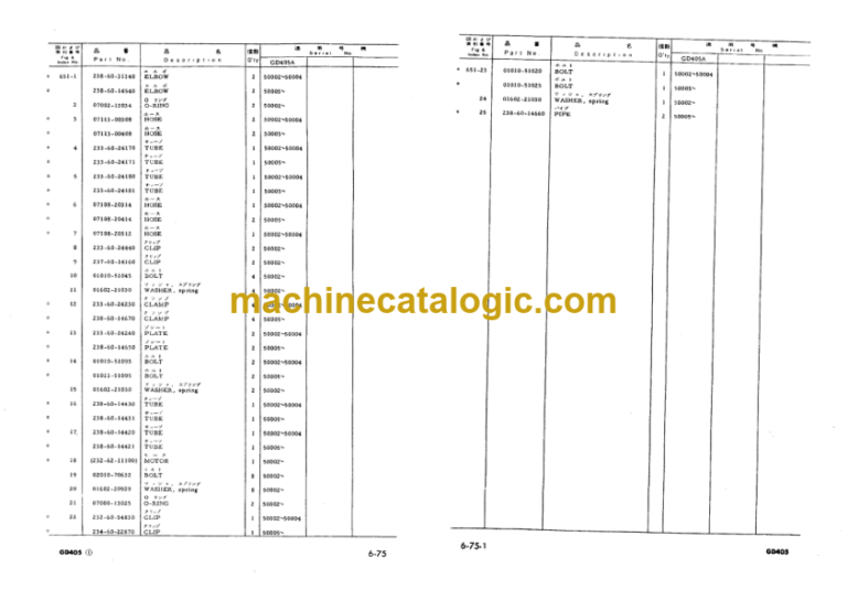 Komatsu GD405A-1 Parts Book