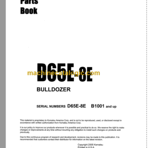 Komatsu D65E-8E Bulldozer Parts Book