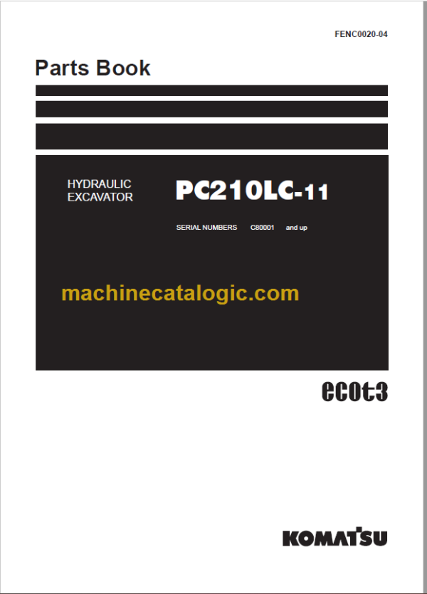 Komatsu PC210LC-11 Hydraulic Excavator Parts Book