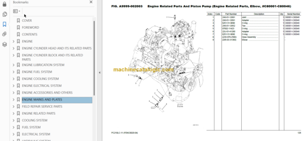 Komatsu PC210LC-11 Hydraulic Excavator Parts Book