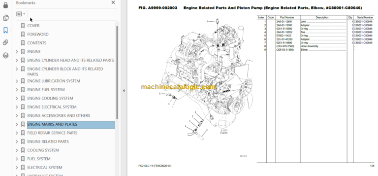 Komatsu PC210LC-11 Hydraulic Excavator Parts Book