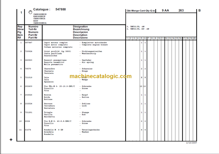 Manitou TMT55 FL 4W S 1-E2 PARTS MANUAL