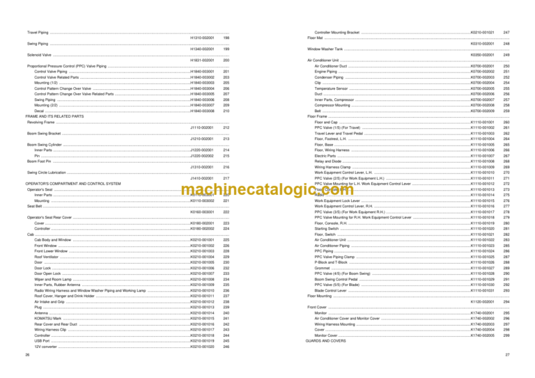 Komatsu PC88MR-11 Hydraulic Excavator Parts Book