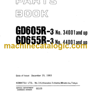 Komatsu GD605R-3 GD655R-3 Parts Book