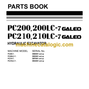 Komatsu PC200 PC200LC-7 PC210 PC210LC-7 Hydraulic Excavator Parts Book