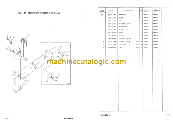 Komatsu GD605R-3 GD655R-3 Parts Book