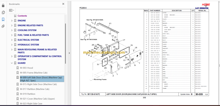 Komatsu PC200-6 Spare Parts Catalogue NL 10001 And Up